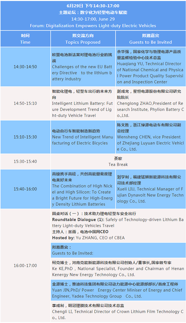 最新议程 | 2022轻型电动车用锂电池技术及应用国际峰会（BLEV2022）